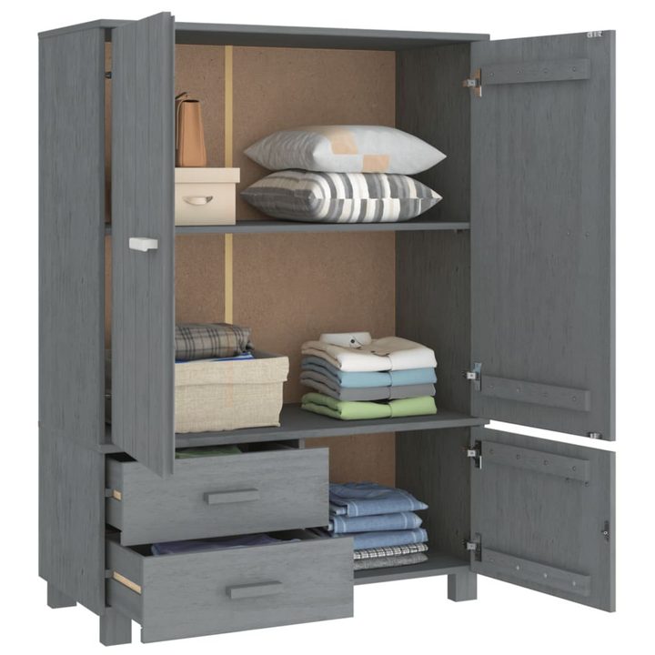 HAMAR Solid Pine Wardrobe in Dark Grey - Stylish & Sturdy Storage Solution, 99 x 45 x 137cm - Premium  from Home Treasures - Just £317.99! Shop now at Home Treasures