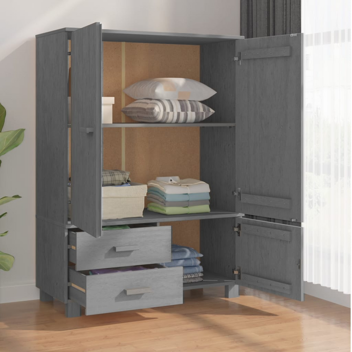 HAMAR Solid Pine Wardrobe in Dark Grey - Stylish & Sturdy Storage Solution, 99 x 45 x 137cm - Premium  from Home Treasures - Just £317.99! Shop now at Home Treasures