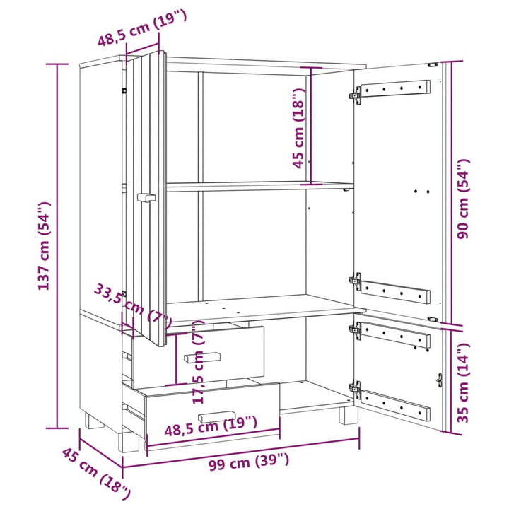 HAMAR Solid Pine Wardrobe in Dark Grey - Stylish & Sturdy Storage Solution, 99 x 45 x 137cm - Premium  from Home Treasures - Just £317.99! Shop now at Home Treasures