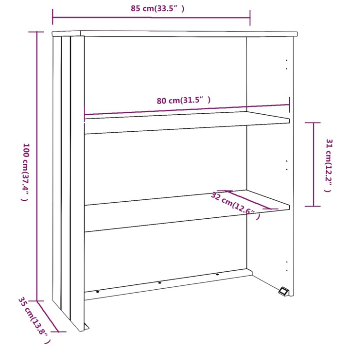 HAMAR Highboard Top Light Grey 85x35x100cm - Solid Pine Wood & MDF | Rustic Storage Solution - Premium  from Home Treasures - Just £91.99! Shop now at Home Treasures