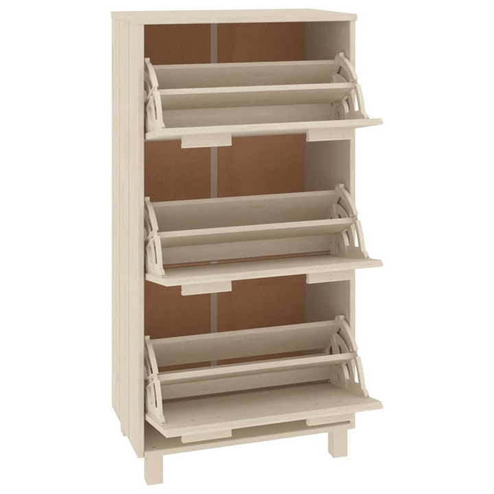 HAMAR Shoe Cabinet - Solid Pinewood, Honey Brown, 3 Flip Drawers | 59.5x35x117 cm | Stylish & Functional Shoe Storage - Premium  from Home Treasures - Just £120.99! Shop now at Home Treasures