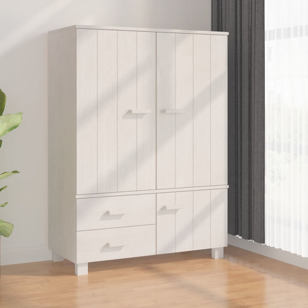 Elegant HAMAR Solid Pine Wardrobe in White – Spacious & Sturdy Storage Solution (99 x 45 x 137cm) - Premium  from Home Treasures - Just £280.99! Shop now at Home Treasures