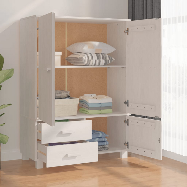 Elegant HAMAR Solid Pine Wardrobe in White – Spacious & Sturdy Storage Solution (99 x 45 x 137cm) - Premium  from Home Treasures - Just £280.99! Shop now at Home Treasures