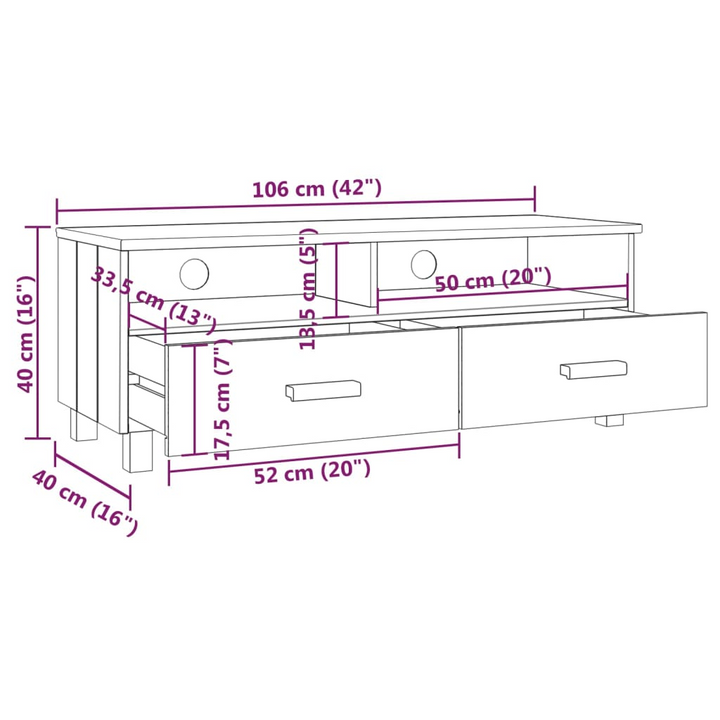 HAMAR Solid Wood TV Cabinet - Light Grey, 106x40x40 cm, Pine, Modern Storage Solution - Premium  from Home Treasures - Just £91.99! Shop now at Home Treasures