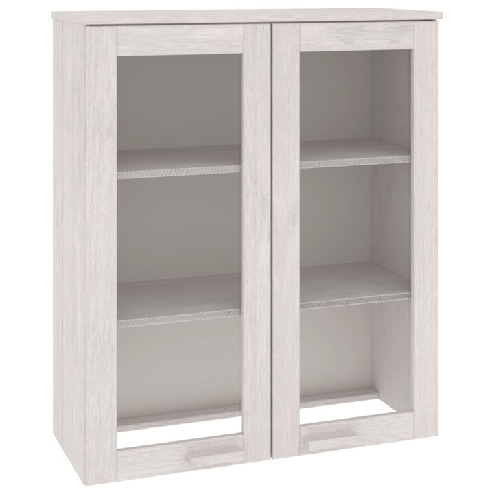 HAMAR Highboard Top - White, Solid Pine Wood 85x35x100 cm with Glass Doors & Shelves | Elegant Storage Solution - Premium  from Home Treasures - Just £133.99! Shop now at Home Treasures