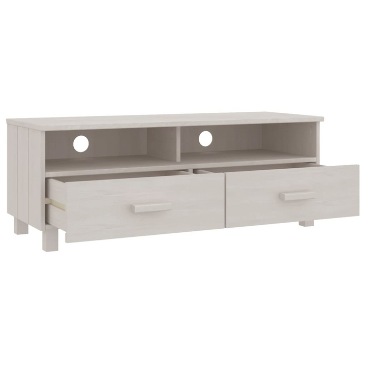 HAMAR Solid Wood TV Cabinet in White - Stylish & Practical Media Console with Drawers and Compartments - 106x40x40 cm - Premium  from Home Treasures - Just £91.99! Shop now at Home Treasures