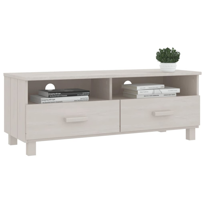 HAMAR Solid Wood TV Cabinet in White - Stylish & Practical Media Console with Drawers and Compartments - 106x40x40 cm - Premium  from Home Treasures - Just £91.99! Shop now at Home Treasures