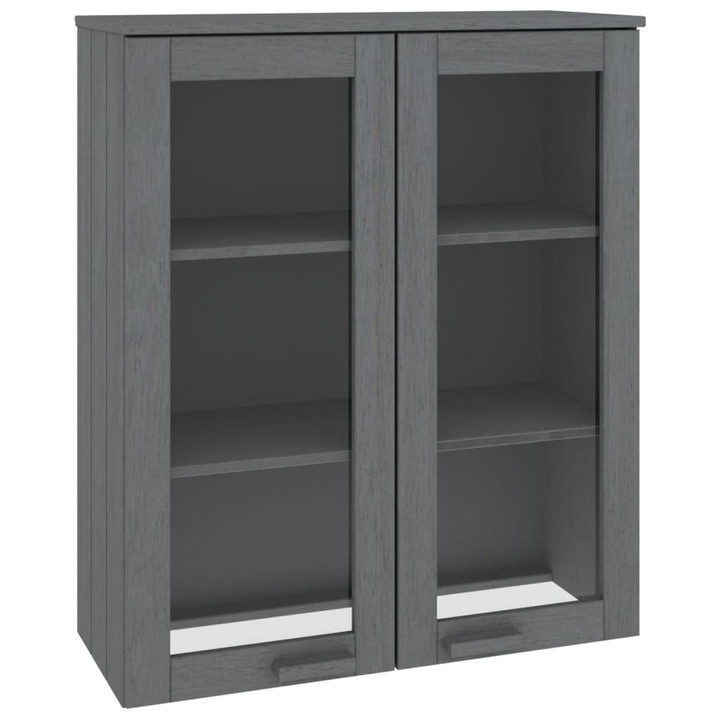 HAMAR Highboard Top in Dark Grey Solid Pinewood, 85x35x100cm with Glass Doors and Shelves | Stylish & Functional Storage Solution - Premium  from Home Treasures - Just £147.99! Shop now at Home Treasures