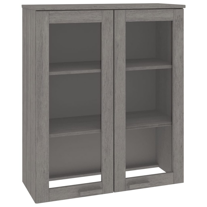 HAMAR Highboard Top - Light Grey Solid Pine Wood with Glass Doors, 85x35x100 cm - Elegant Storage Solution - Premium  from Home Treasures - Just £144.99! Shop now at Home Treasures