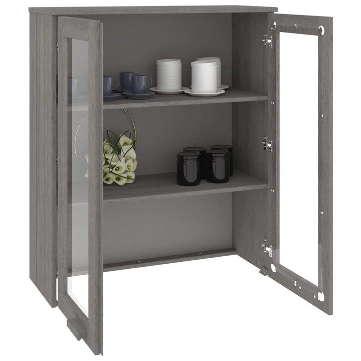 HAMAR Highboard Top - Light Grey Solid Pine Wood with Glass Doors, 85x35x100 cm - Elegant Storage Solution - Premium  from Home Treasures - Just £144.99! Shop now at Home Treasures