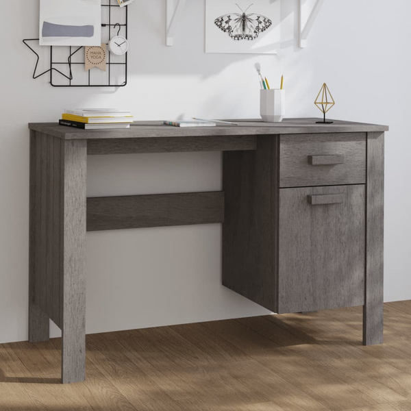 HAMAR Solid Wood Pine Desk in Light Grey, 113x50x75 cm - Spacious & Sturdy Workstation for Home Office - Premium  from Home Treasures - Just £106.99! Shop now at Home Treasures