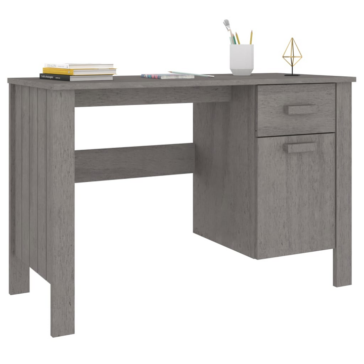 HAMAR Solid Wood Pine Desk in Light Grey, 113x50x75 cm - Spacious & Sturdy Workstation for Home Office - Premium  from Home Treasures - Just £106.99! Shop now at Home Treasures