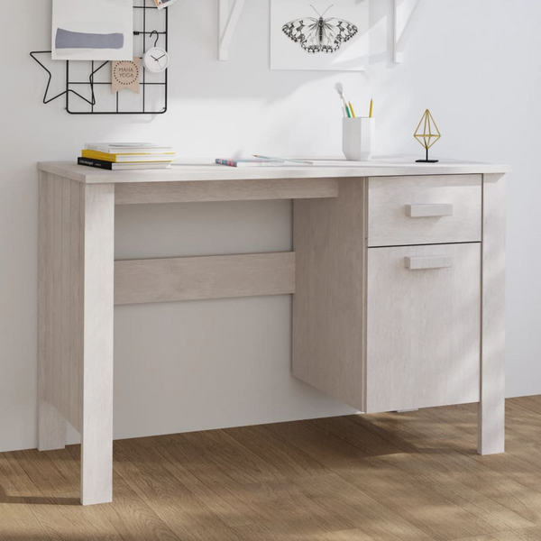 Solid Pine Hamar Work Desk (White) - Durable and Stylish Office Solution, 113 x 50 x 75 cm - Premium  from Home Treasures - Just £138.99! Shop now at Home Treasures