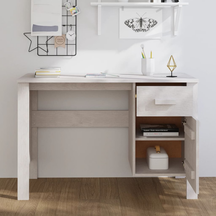 Solid Pine Hamar Work Desk (White) - Durable and Stylish Office Solution, 113 x 50 x 75 cm - Premium  from Home Treasures - Just £138.99! Shop now at Home Treasures