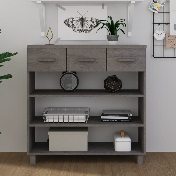 HAMAR Console Table in Light Grey - Solid Wood Pine, 90x35x90 cm with Storage Drawers & Shelves - Premium  from Home Treasures - Just £83.99! Shop now at Home Treasures