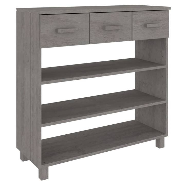 HAMAR Console Table in Light Grey - Solid Wood Pine, 90x35x90 cm with Storage Drawers & Shelves - Premium  from Home Treasures - Just £83.99! Shop now at Home Treasures