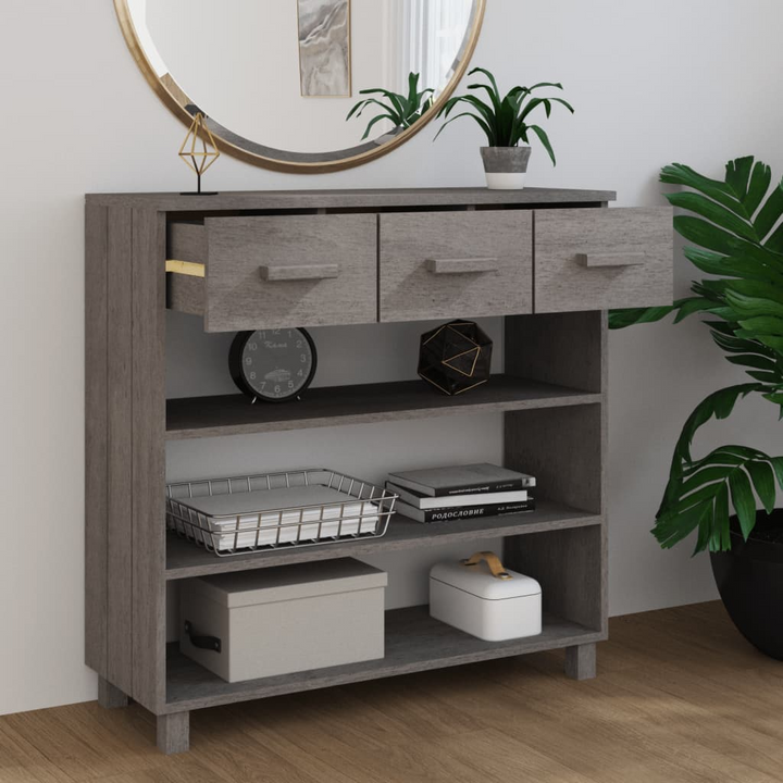 HAMAR Console Table in Light Grey - Solid Wood Pine, 90x35x90 cm with Storage Drawers & Shelves - Premium  from Home Treasures - Just £83.99! Shop now at Home Treasures