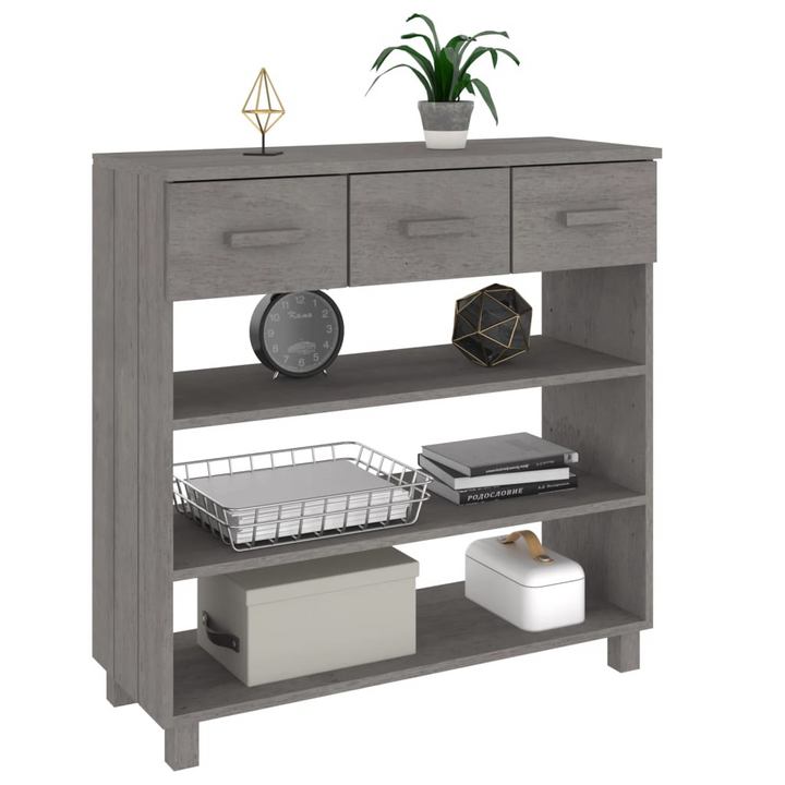 HAMAR Console Table in Light Grey - Solid Wood Pine, 90x35x90 cm with Storage Drawers & Shelves - Premium  from Home Treasures - Just £83.99! Shop now at Home Treasures