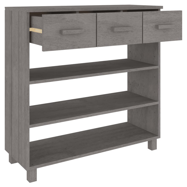 HAMAR Console Table in Light Grey - Solid Wood Pine, 90x35x90 cm with Storage Drawers & Shelves - Premium  from Home Treasures - Just £83.99! Shop now at Home Treasures