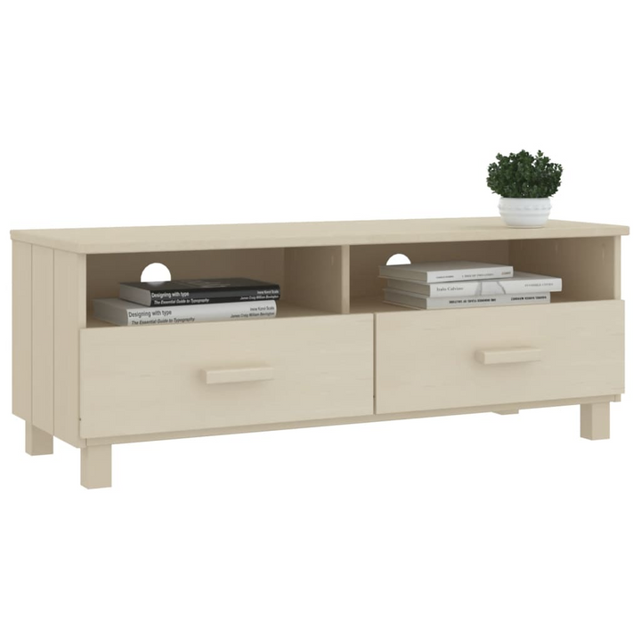 HAMAR TV Cabinet in Honey Brown - Solid Pine Wood Media Console with Ample Storage - 106x40x40 cm - Premium  from Home Treasures - Just £91.99! Shop now at Home Treasures