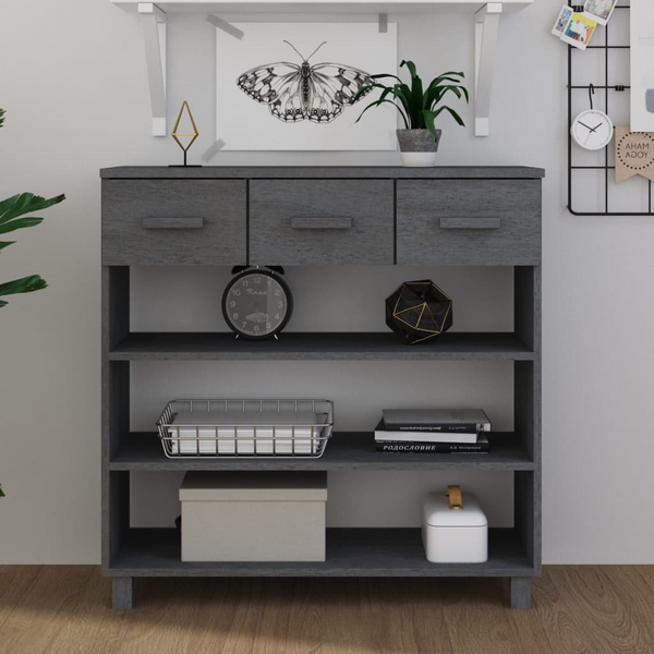 HAMAR Dark Grey Console Table - 90x35x90 cm Solid Pinewood with Storage Drawers and Shelves - Premium  from Home Treasures - Just £100.99! Shop now at Home Treasures