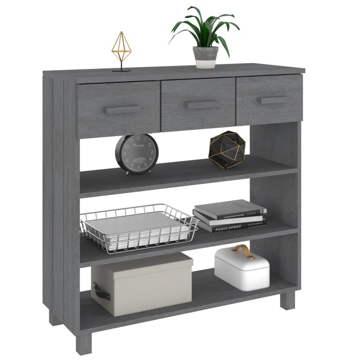 HAMAR Dark Grey Console Table - 90x35x90 cm Solid Pinewood with Storage Drawers and Shelves - Premium  from Home Treasures - Just £100.99! Shop now at Home Treasures