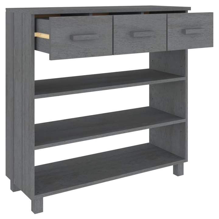 HAMAR Dark Grey Console Table - 90x35x90 cm Solid Pinewood with Storage Drawers and Shelves - Premium  from Home Treasures - Just £100.99! Shop now at Home Treasures