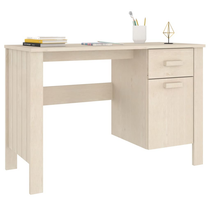 HAMAR Solid Wood Pine Desk in Honey Brown - 113x50x75 cm | Sturdy, Stylish, Perfect for Home Office - Premium  from Home Treasures - Just £138.99! Shop now at Home Treasures