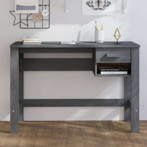 HAMAR Desk in Dark Grey - Solid Pine Wood, 110x40x75 cm, Modern Home Office Furniture with Drawer and Open Compartment - Premium  from Home Treasures - Just £90.99! Shop now at Home Treasures