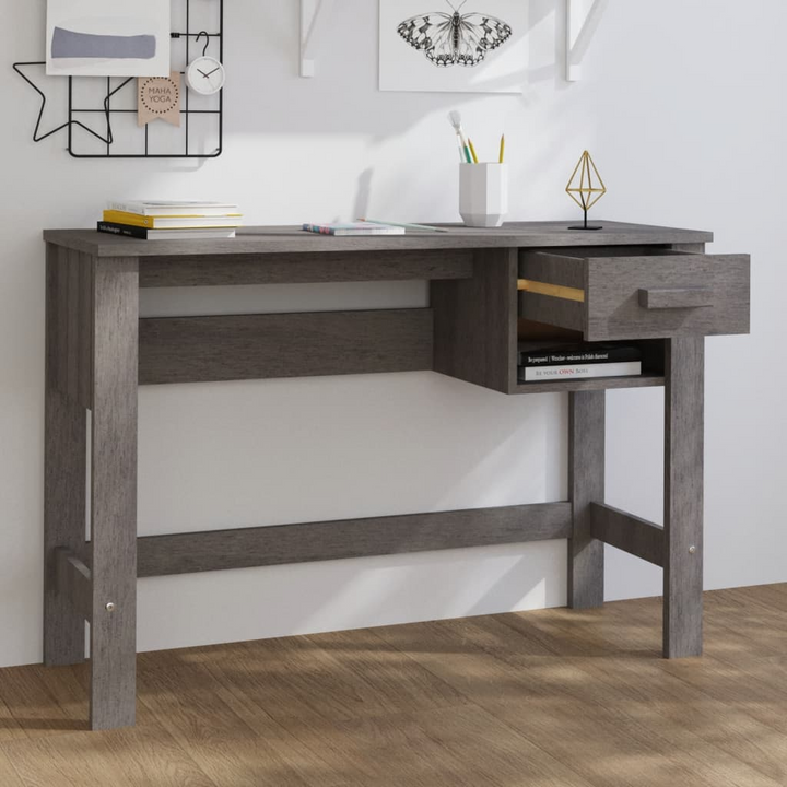 HAMAR Light Grey Desk - 110x40x75 cm | Solid Pine Wood with Drawer & Compartment - Premium  from Home Treasures - Just £76.99! Shop now at Home Treasures