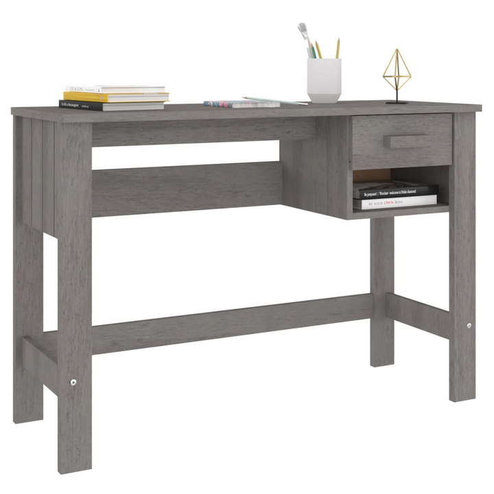 HAMAR Light Grey Desk - 110x40x75 cm | Solid Pine Wood with Drawer & Compartment - Premium  from Home Treasures - Just £76.99! Shop now at Home Treasures