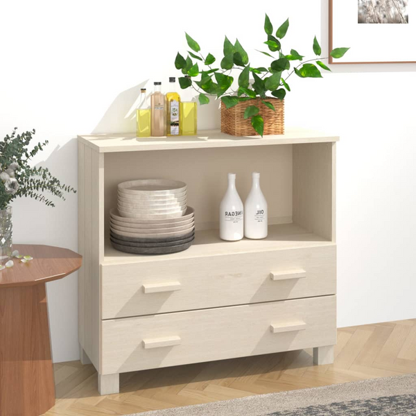 HAMAR Sideboard in Honey Brown 85x35x80 cm - Solid Pine Wood Storage Cabinet with Drawers and Compartment - Stylish and Functional - Premium  from Home Treasures - Just £92.99! Shop now at Home Treasures