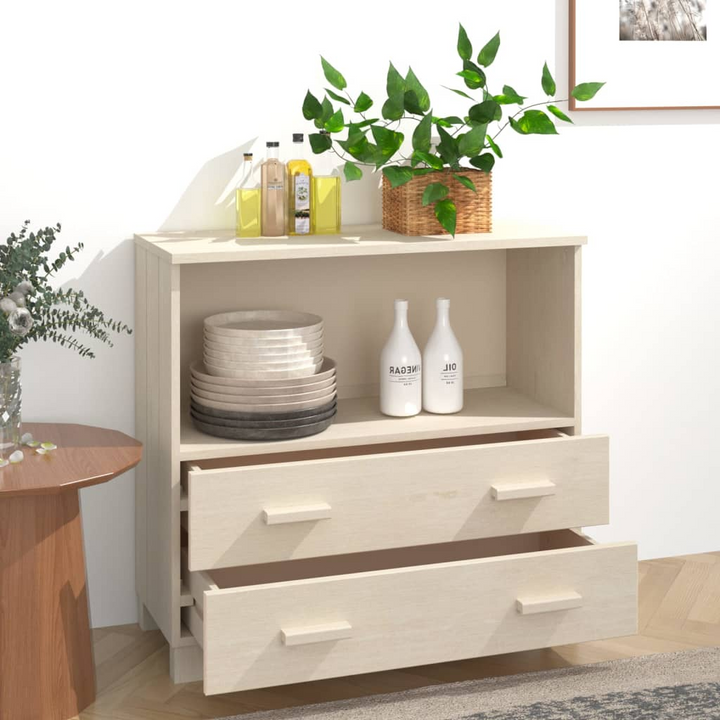 HAMAR Sideboard in Honey Brown 85x35x80 cm - Solid Pine Wood Storage Cabinet with Drawers and Compartment - Stylish and Functional - Premium  from Home Treasures - Just £92.99! Shop now at Home Treasures