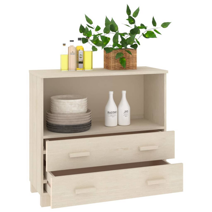 HAMAR Sideboard in Honey Brown 85x35x80 cm - Solid Pine Wood Storage Cabinet with Drawers and Compartment - Stylish and Functional - Premium  from Home Treasures - Just £92.99! Shop now at Home Treasures