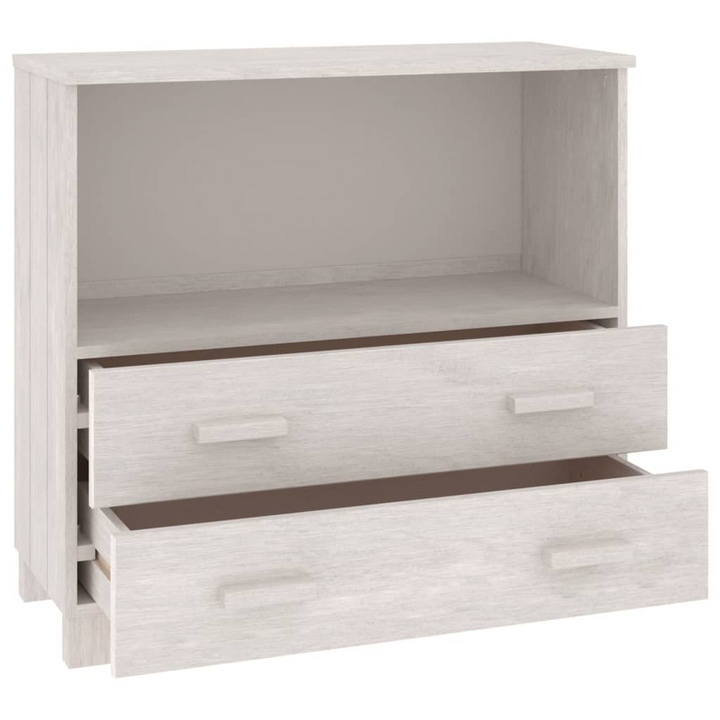 HAMAR Sideboard - Stylish White Solid Pine Wood Cabinet with 2 Drawers & 1 Compartment 85x35x80 cm - Premium  from Home Treasures - Just £92.99! Shop now at Home Treasures