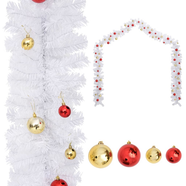 Christmas Garland Decorated with Baubles White 10m | Festive Home Decor - Premium  from Home Treasures - Just £68.99! Shop now at Home Treasures