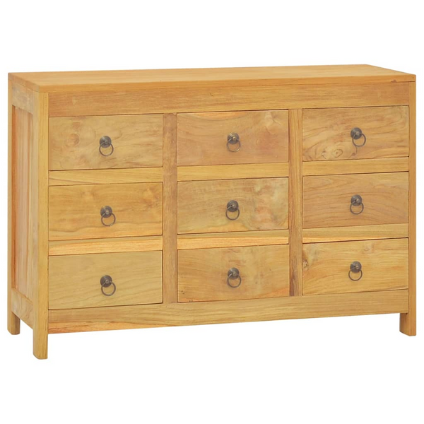 Solid Teak Chest of Drawers - 9 Spacious Drawers, Vintage Charm, 80x30x55cm - Premium  from Home Treasures - Just £248.99! Shop now at Home Treasures