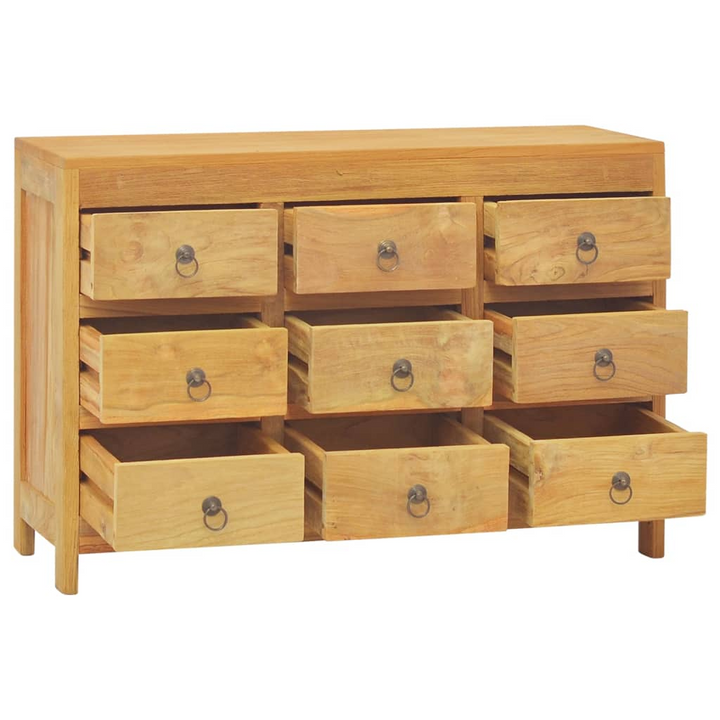 Solid Teak Chest of Drawers - 9 Spacious Drawers, Vintage Charm, 80x30x55cm - Premium  from Home Treasures - Just £248.99! Shop now at Home Treasures