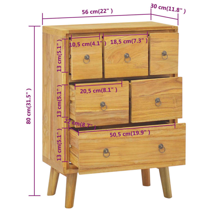 Vintage Solid Teak Chest of Drawers, 56 x 30 x 80cm - Durable Storage Solution - Premium  from Home Treasures - Just £236.99! Shop now at Home Treasures