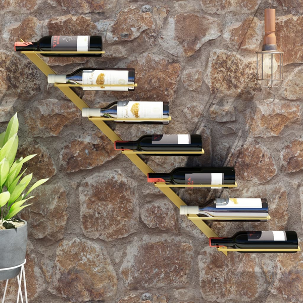 Wall-mounted Wine Rack for 7 Bottles - Gold Metal | Organize & Display Your Wine Collection - Premium  from Home Treasures - Just £42.99! Shop now at Home Treasures