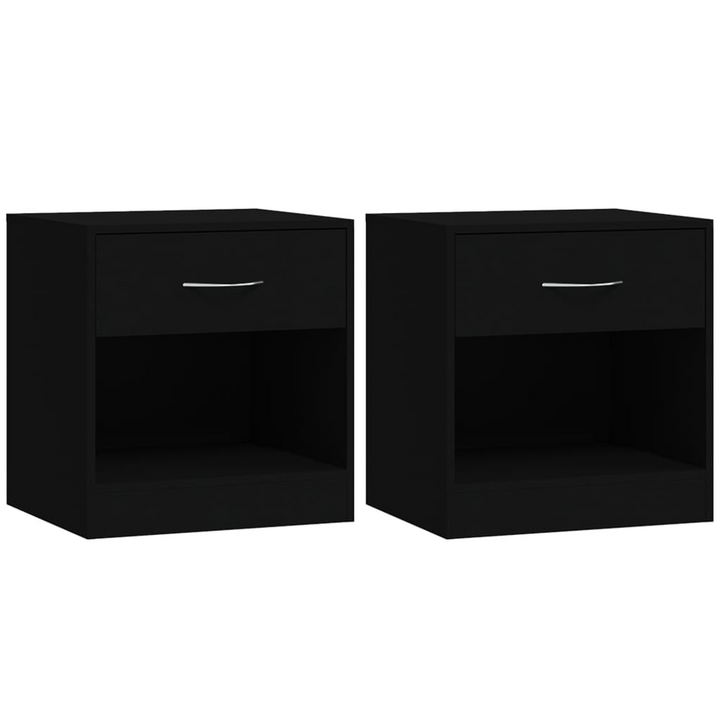 Black Bedside Cabinets w/ Drawer, Set of 2 - Modern Nightstands 36.5 x 30.5 x 38cm (Ample Storage & Durable Build) - Premium  from Home Treasures - Just £56.99! Shop now at Home Treasures