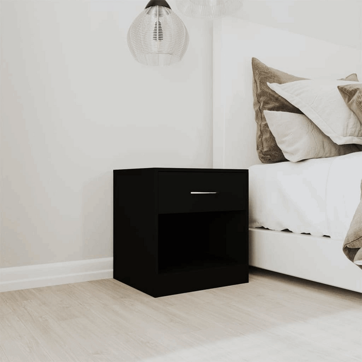 Black Bedside Cabinets w/ Drawer, Set of 2 - Modern Nightstands 36.5 x 30.5 x 38cm (Ample Storage & Durable Build) - Premium  from Home Treasures - Just £56.99! Shop now at Home Treasures