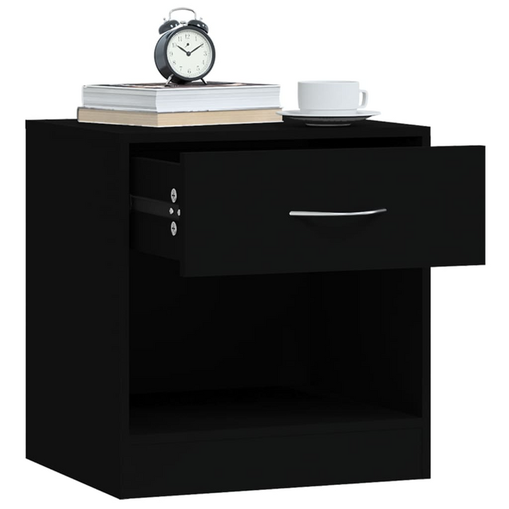 Black Bedside Cabinets w/ Drawer, Set of 2 - Modern Nightstands 36.5 x 30.5 x 38cm (Ample Storage & Durable Build) - Premium  from Home Treasures - Just £56.99! Shop now at Home Treasures