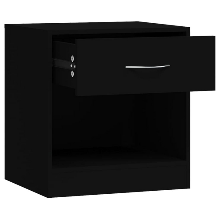 Black Bedside Cabinets w/ Drawer, Set of 2 - Modern Nightstands 36.5 x 30.5 x 38cm (Ample Storage & Durable Build) - Premium  from Home Treasures - Just £56.99! Shop now at Home Treasures