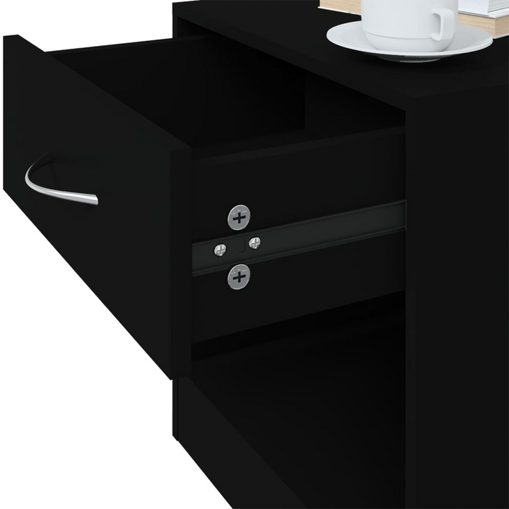 Black Bedside Cabinets w/ Drawer, Set of 2 - Modern Nightstands 36.5 x 30.5 x 38cm (Ample Storage & Durable Build) - Premium  from Home Treasures - Just £56.99! Shop now at Home Treasures