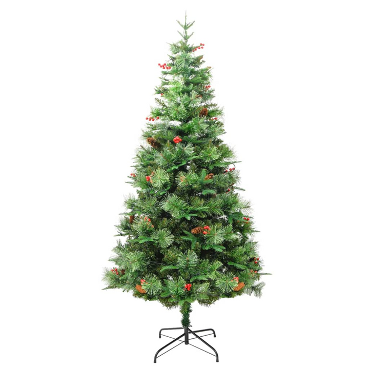 Pre-lit Christmas Tree with Pine Cones & Berries - Green, PVC & PE, Hinged Construction, 300 LED Lights, Easy Assembly & Storage - Premium  from Home Treasures - Just £127.99! Shop now at Home Treasures