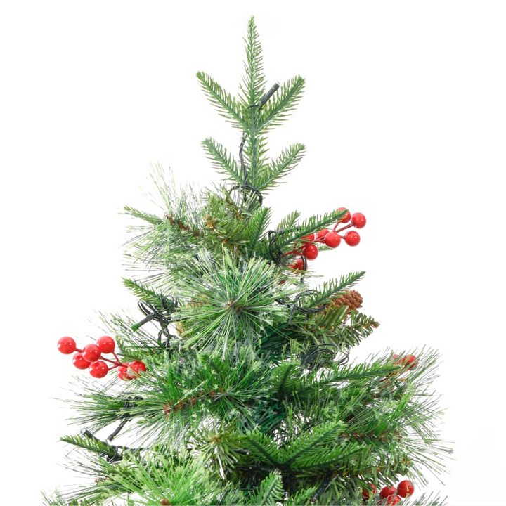 Pre-lit Christmas Tree with Pine Cones & Berries - Green, PVC & PE, Hinged Construction, 300 LED Lights, Easy Assembly & Storage - Premium  from Home Treasures - Just £127.99! Shop now at Home Treasures