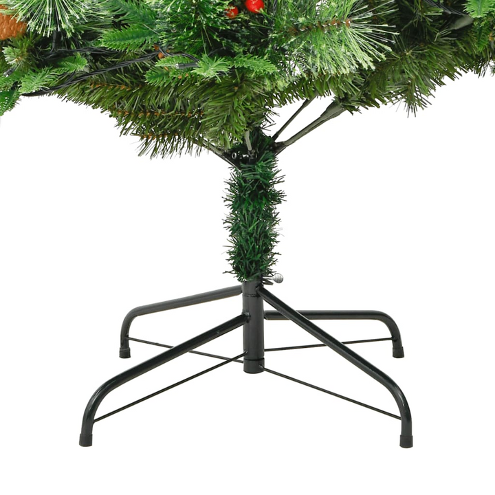 Pre-lit Christmas Tree with Pine Cones & Berries - Green, PVC & PE, Hinged Construction, 300 LED Lights, Easy Assembly & Storage - Premium  from Home Treasures - Just £127.99! Shop now at Home Treasures