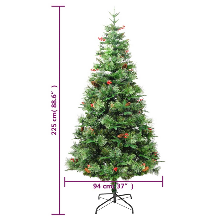 Pre-lit Christmas Tree with Pine Cones & Berries - Green, PVC & PE, Hinged Construction, 300 LED Lights, Easy Assembly & Storage - Premium  from Home Treasures - Just £127.99! Shop now at Home Treasures