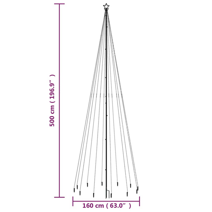 5m LED Christmas Tree with Spike - 732 Warm White LED Lights & 8 Lighting Effects - Premium  from Home Treasures - Just £92.99! Shop now at Home Treasures